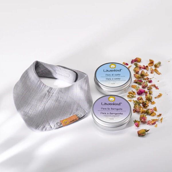 Set-inicio-bandana-mini-gris-sueño-barriguita-löwenkind