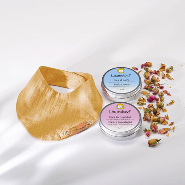 set inicio bandana "mini" mostaza; sueño/inquietud