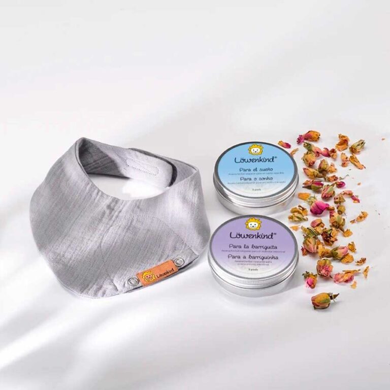 set inicio bandana "newborn" gris; sueño/barriguita